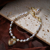 Kfvanfi Copper Jewelry Love Fower Rabbit Cultured Pearls Ladies Bracelet