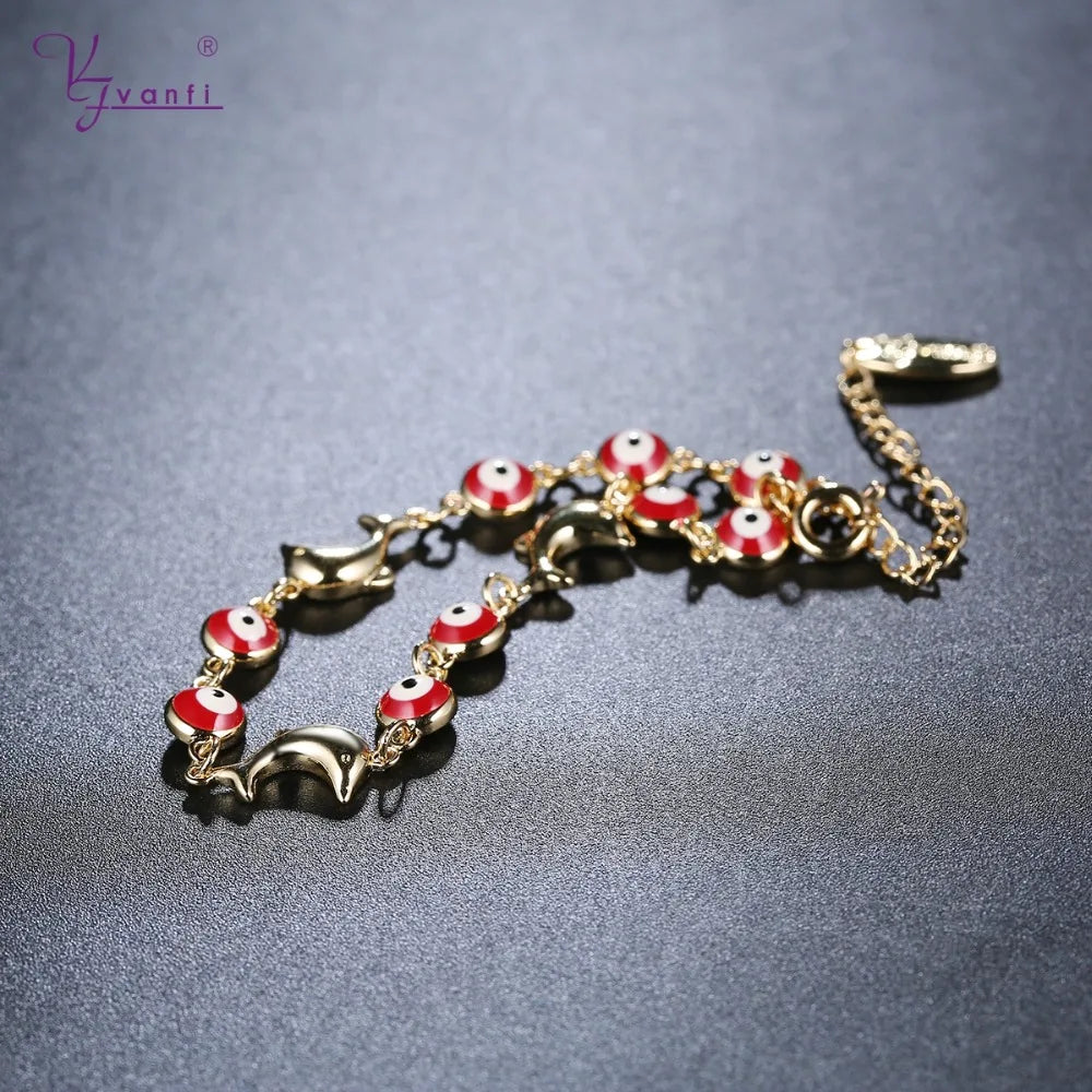Dolphin Shape Zinc Alloy Red Bracelet for Kids