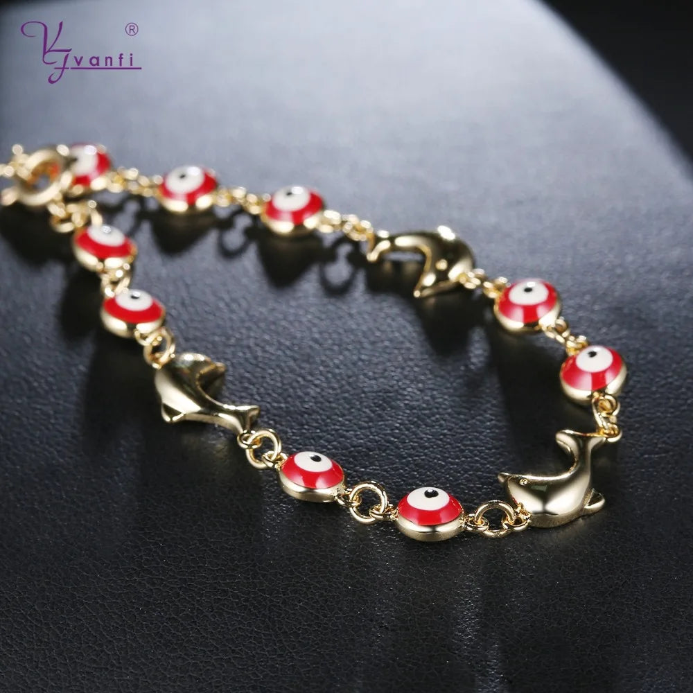 Dolphin Shape Zinc Alloy Red Bracelet for Kids