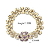 Purple Crystal Stone Flower Bracelet