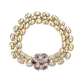 Purple Crystal Stone Flower Bracelet