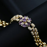 Purple Crystal Stone Flower Bracelet