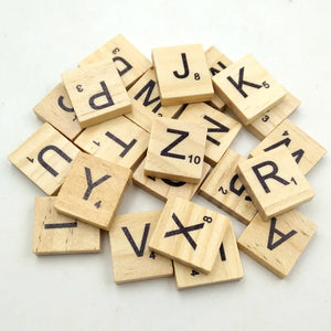 100PC/Lot Mixed Letter Alphabet Number Wooden Beads Square Letter Wood Beads