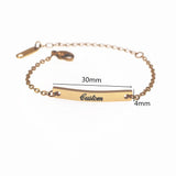 Kid's Words Bar Chain Bracelet Stainless Steel Engraving Name Bangle