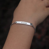 Kid's Words Bar Chain Bracelet Stainless Steel Engraving Name Bangle