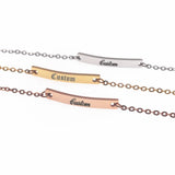 Kid's Words Bar Chain Bracelet Stainless Steel Engraving Name Bangle
