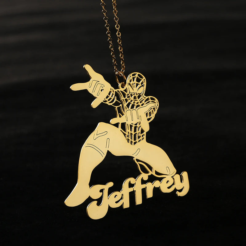 Personalized Kids Cartoon Necklace Nameplate Pendant Boy Girl Gift