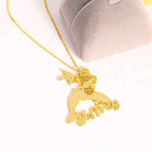 Personalized Kids Cartoon Necklace Nameplate Pendant Boy Girl Gift