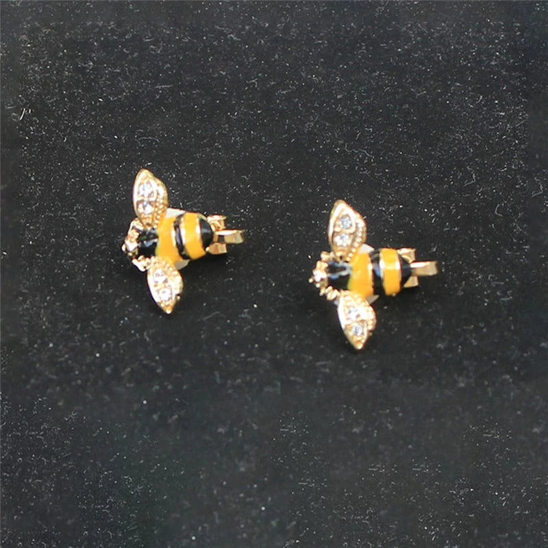 Yellow Bee Clip On Earrings Small Stud Clip Earings