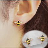 Yellow Bee Clip On Earrings Small Stud Clip Earings