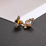 Yellow Bee Clip On Earrings Small Stud Clip Earings