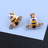 Yellow Bee Clip On Earrings Small Stud Clip Earings