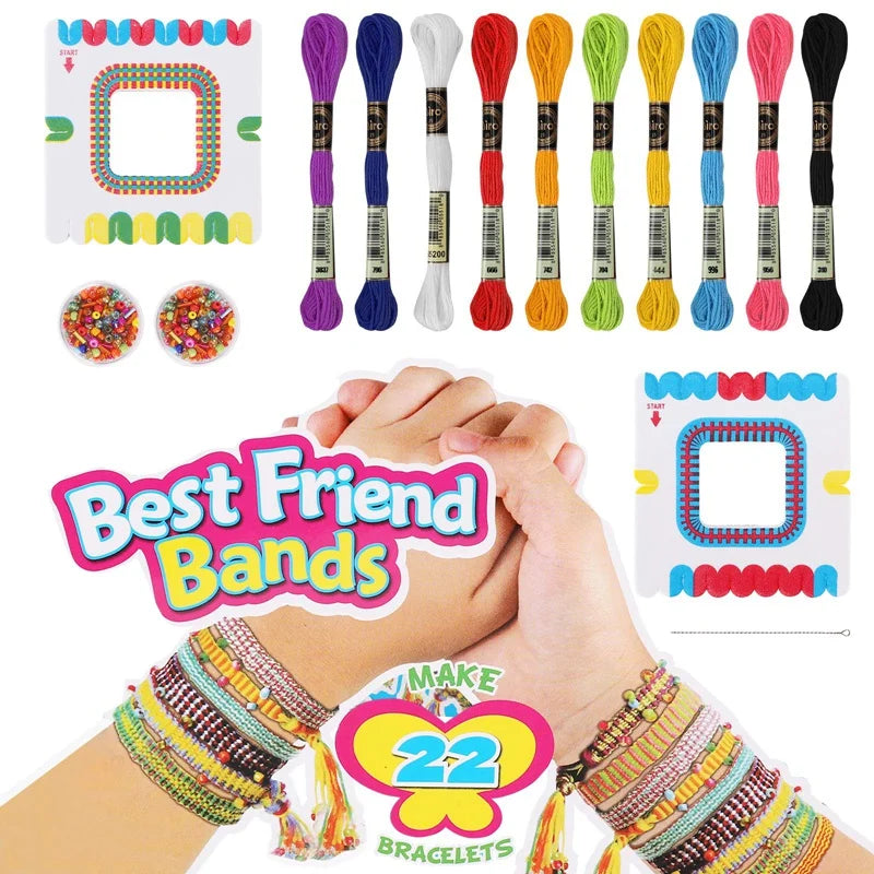 Kids DIY Bracelet Making Set Colorful Ropes Beads Kit for Friendship