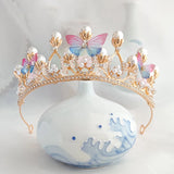 Girls Flower Pearl Rhinestone Crown Hairband