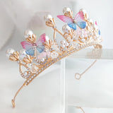 Girls Flower Pearl Rhinestone Crown Hairband