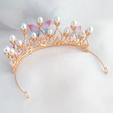 Girls Flower Pearl Rhinestone Crown Hairband