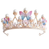 Girls Flower Pearl Rhinestone Crown Hairband