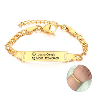 Kids Personalized Engrave Bracelets for Baby Anti Allergy Stainless Steel