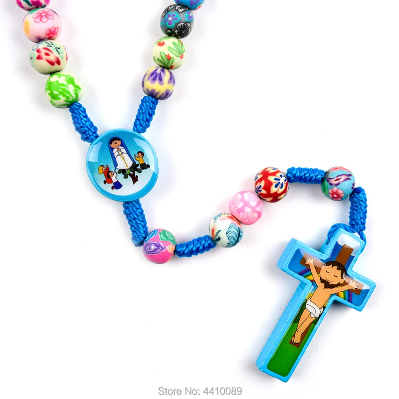 Colorful Polymer Bead Kids Rosary Gift