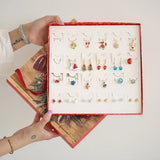 Christmas Advent Calendar Jewelry Set DIY Charms Necklace Earrings Xmas Box
