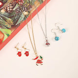Christmas Advent Calendar Jewelry Set DIY Charms Necklace Earrings Xmas Box