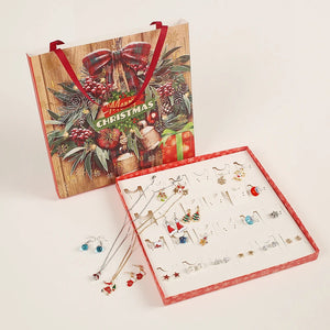 Christmas Advent Calendar Jewelry Set DIY Charms Necklace Earrings Xmas Box