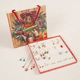Christmas Advent Calendar Jewelry Set DIY Charms Necklace Earrings Xmas Box