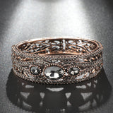 Bohemia Gray Rhinestone Bracelet Vintage Jewelry Woman Crystal Cuff Bangle