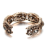 Kienl Charm Gray Crystal Flower Bangle Vintage Cuff Bracelet
