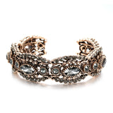 Kienl Charm Gray Crystal Flower Bangle Vintage Cuff Bracelet