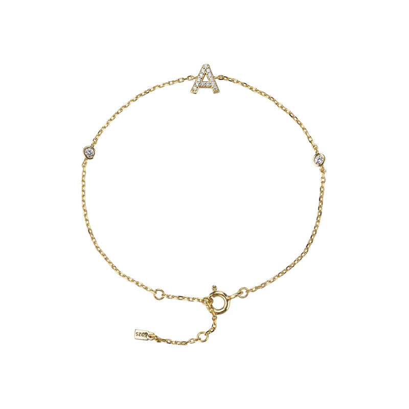 925 Silver P S Letter Initial Crystal Bracelet Bangle