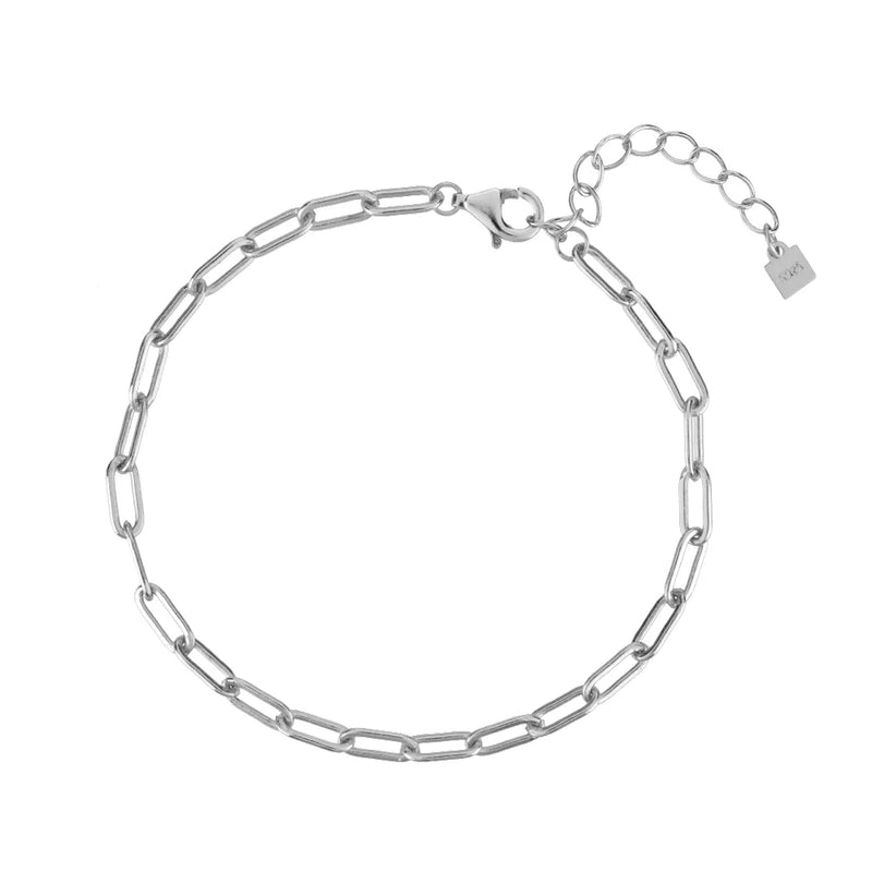 925 Silver Horoscope Chain Bracelet Square Shape Bangle