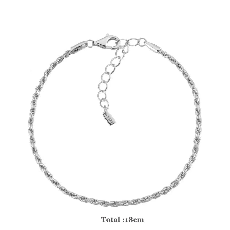 925 Sterling Silver Twist Chain Bracelet Party Jewelry