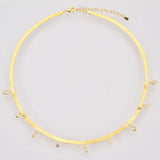 925 Sterling Silver Zircon Charm Beads Choker Necklace