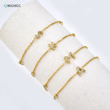 925 Silver Letter A Bracelet CZ Women Bangle Jewelry