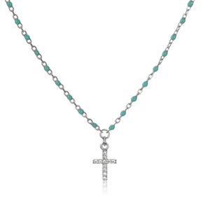 925 Silver Mini Cross Necklace CZ Zircon Jewelry