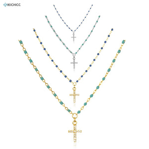 925 Silver Mini Cross Necklace CZ Zircon Jewelry
