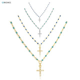 925 Silver Mini Cross Necklace CZ Zircon Jewelry