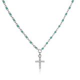 925 Silver Mini Cross Necklace CZ Zircon Jewelry