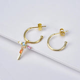 925 Silver Initial Drop Earrings Crystal Alphabet Women Jewelry