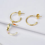 925 Silver Initial Drop Earrings Crystal Alphabet Women Jewelry