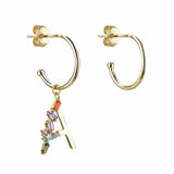 925 Silver Initial Drop Earrings Crystal Alphabet Women Jewelry