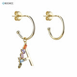 925 Silver Initial Drop Earrings Crystal Alphabet Women Jewelry