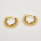 925 Sterling Silver Spike Hoops Clear Zircon Winter Earrings