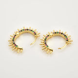 925 Sterling Silver Spike Hoops Clear Zircon Winter Earrings
