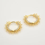 925 Sterling Silver Spike Hoops Clear Zircon Winter Earrings