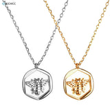 925 Silver Bee Coin Pendant Necklace Chain Rock Punk Jewelry Women