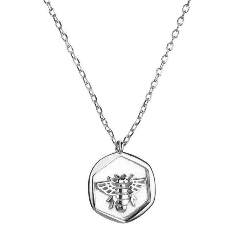 925 Silver Bee Coin Pendant Necklace Chain Rock Punk Jewelry Women