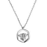 925 Silver Bee Coin Pendant Necklace Chain Rock Punk Jewelry Women