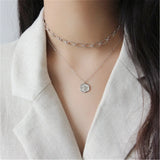 925 Silver Bee Coin Pendant Necklace Chain Rock Punk Jewelry Women
